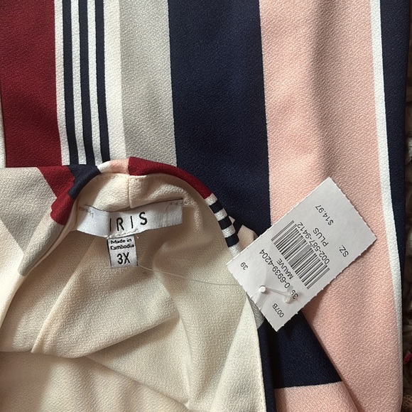 Pink navy blue and white striped sleeveless dress - Picture 3 of 3